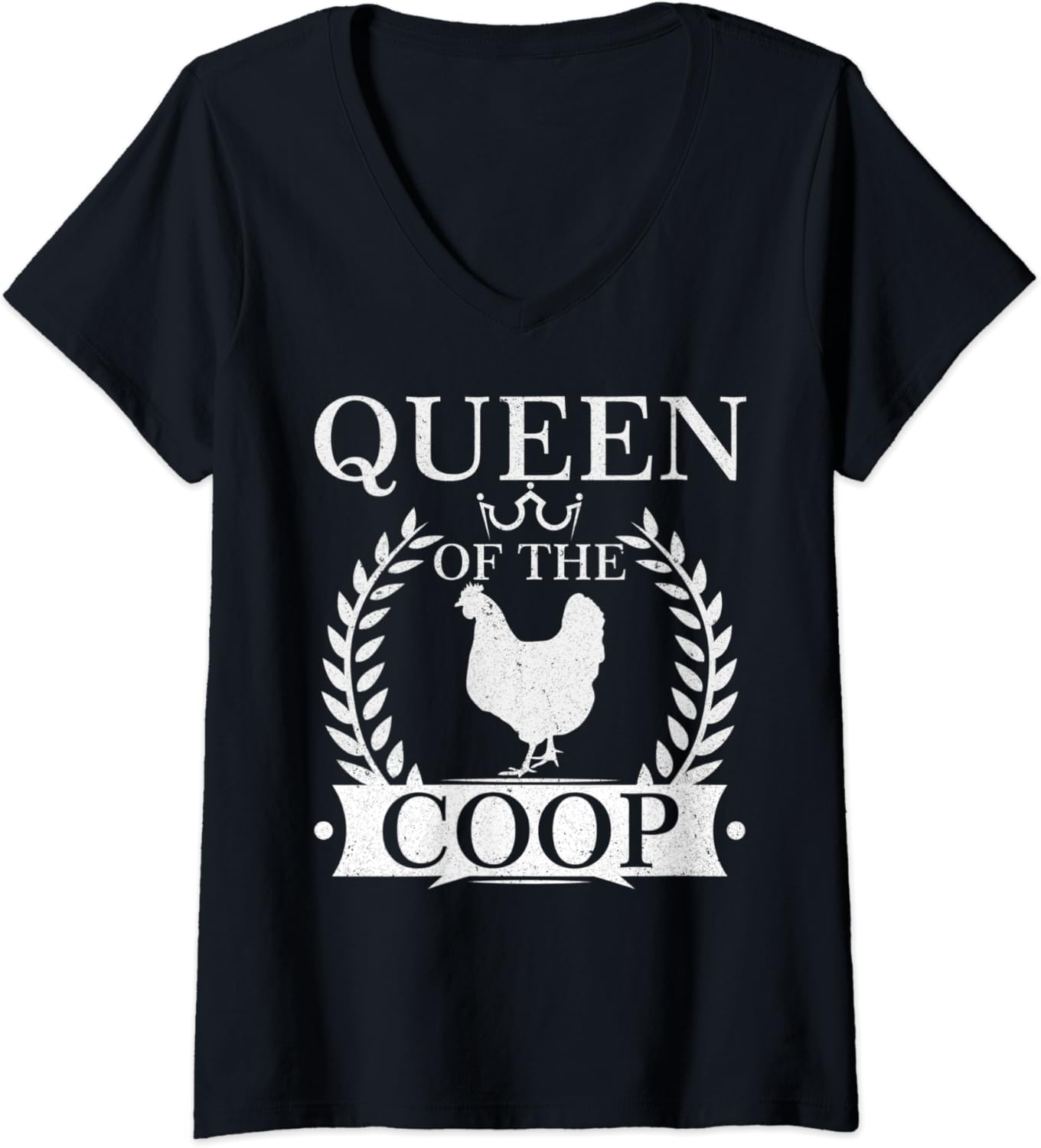 Womens Queen Of The Coop Funny Chicken Lady Poulty Farmer VNeck T